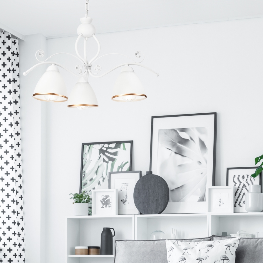Hanglamp aan een ketting RETRO II 3xE27/60W/230V wit