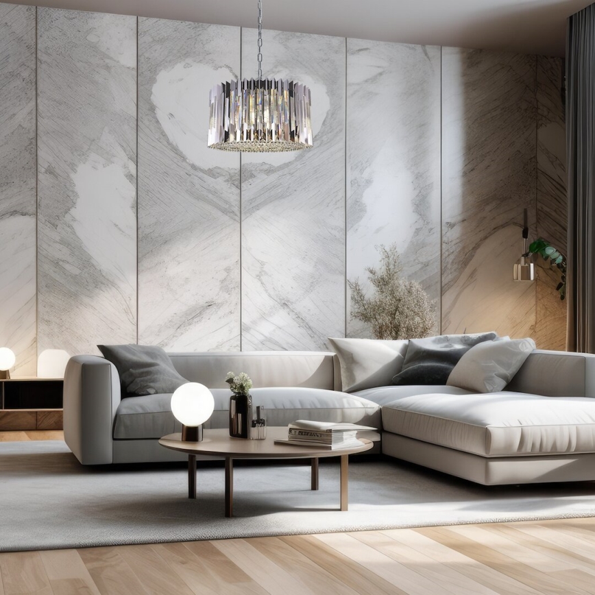 Hanglamp aan een ketting RITZ 12xE14/40W/230V diameter 54 cm glanzend chroom
