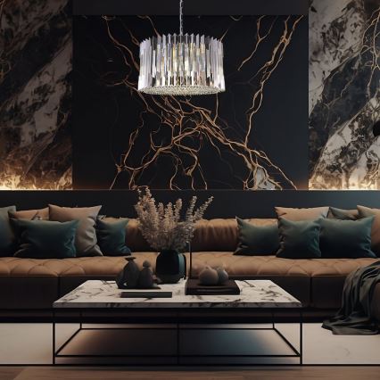 Hanglamp aan een ketting RITZ 12xE14/40W/230V diameter 54 cm glanzend chroom