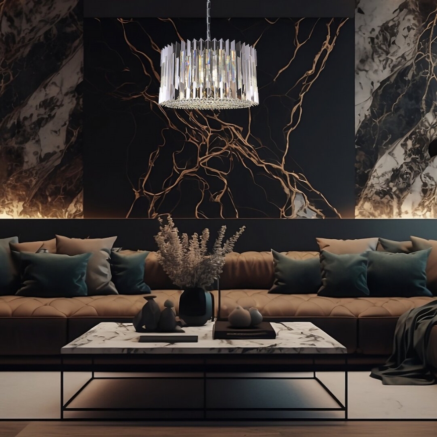 Hanglamp aan een ketting RITZ 12xE14/40W/230V diameter 54 cm glanzend chroom