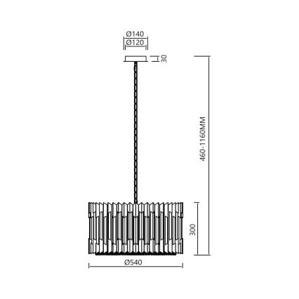Hanglamp aan een ketting RITZ 12xE14/40W/230V diameter 54 cm glanzend chroom