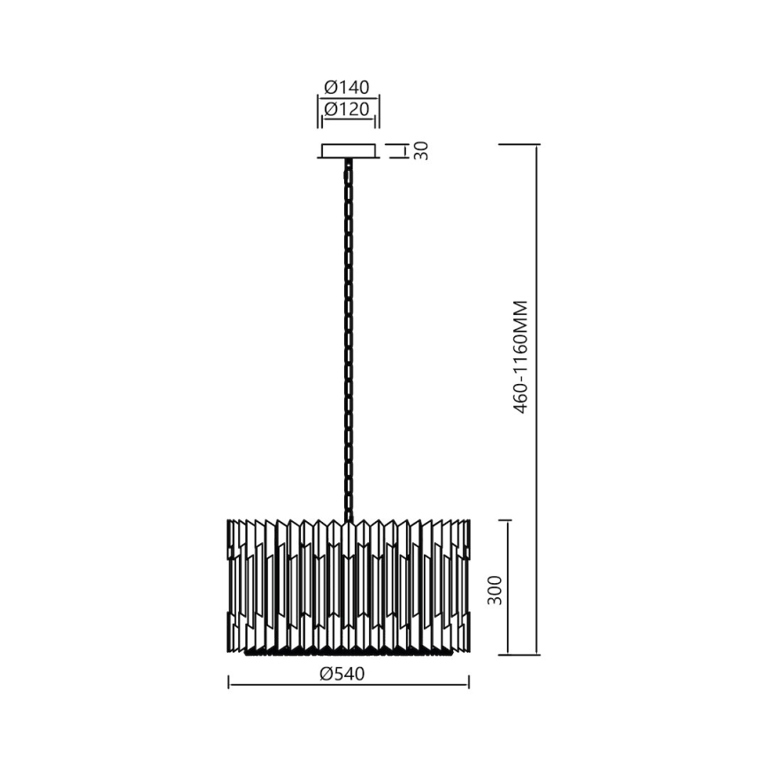 Hanglamp aan een ketting RITZ 12xE14/40W/230V diameter 54 cm glanzend chroom