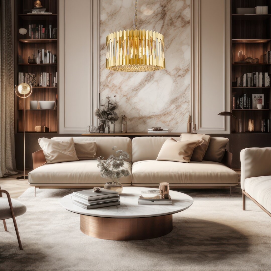 Hanglamp aan een ketting RITZ 12xE14/40W/230V diameter 54 cm goud