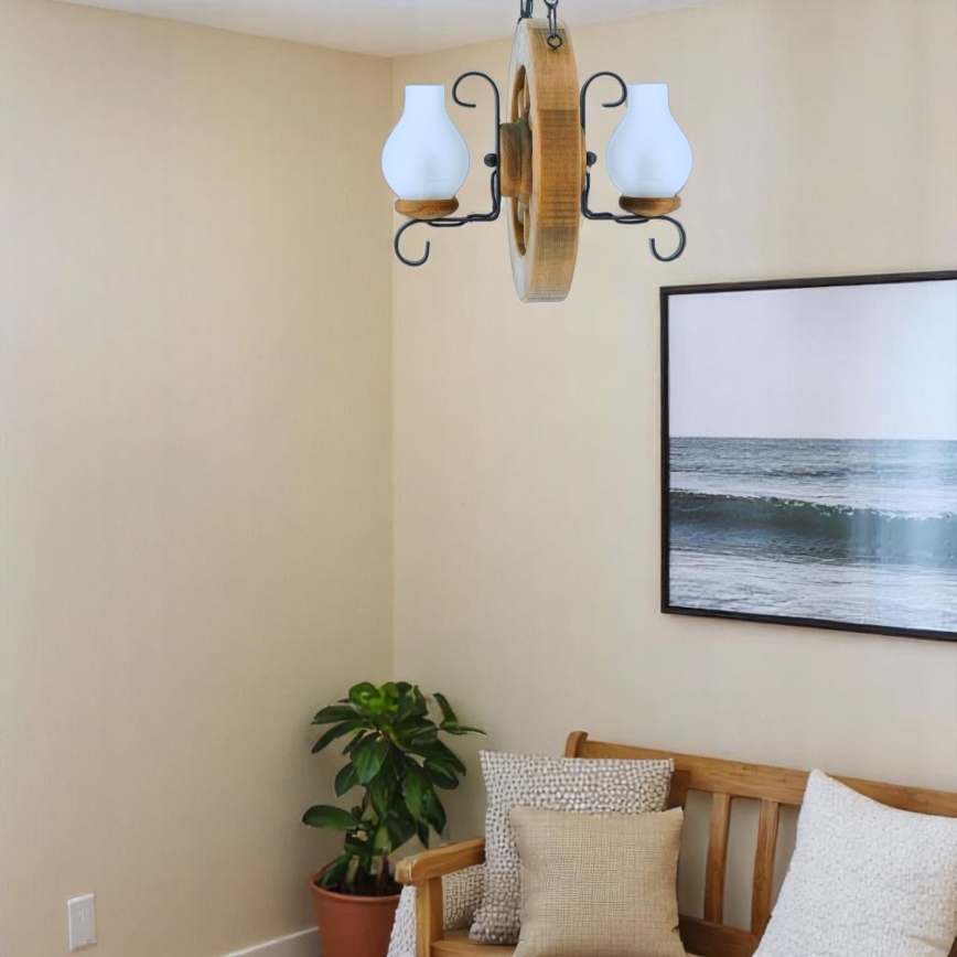 Hanglamp aan een ketting ROATA 2xE14/40W/230V beuken - FSC gecertificeerd
