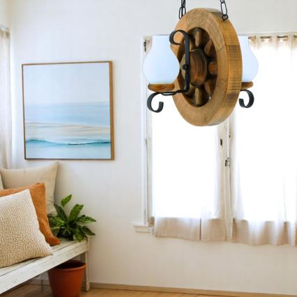 Hanglamp aan een ketting ROATA 2xE14/40W/230V beuken - FSC gecertificeerd