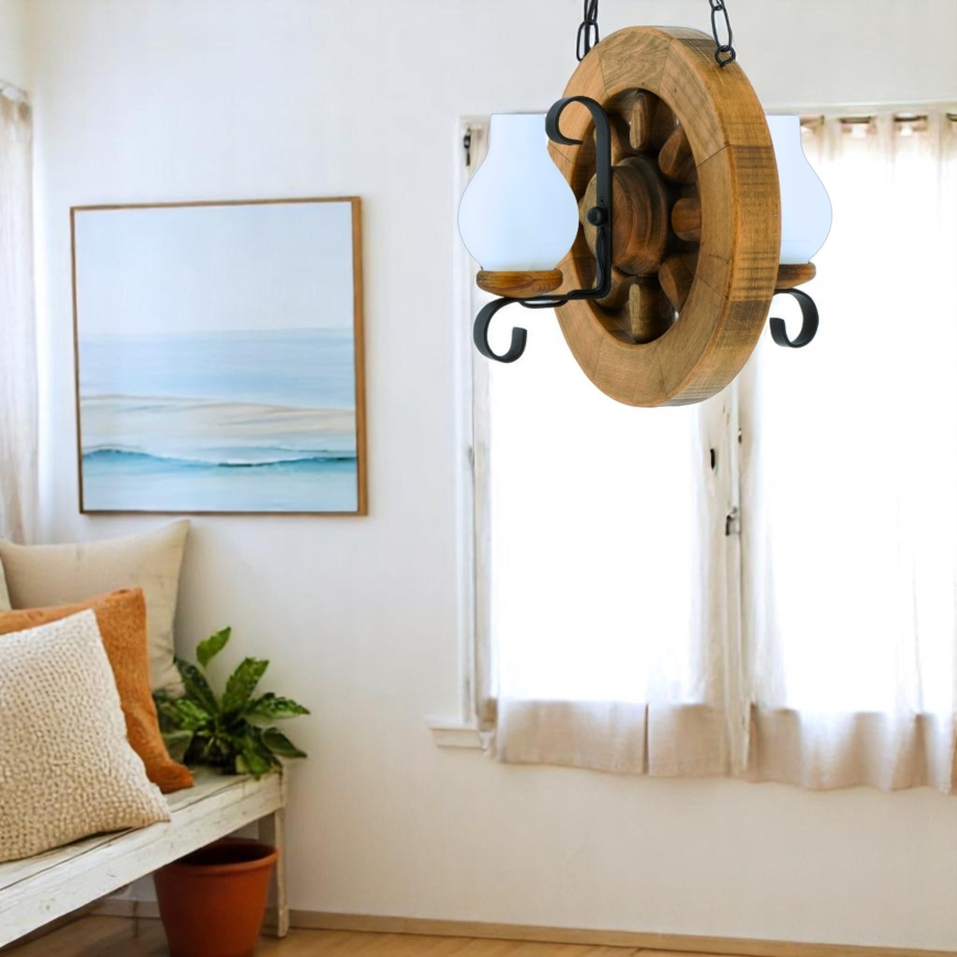 Hanglamp aan een ketting ROATA 2xE14/40W/230V beuken - FSC gecertificeerd