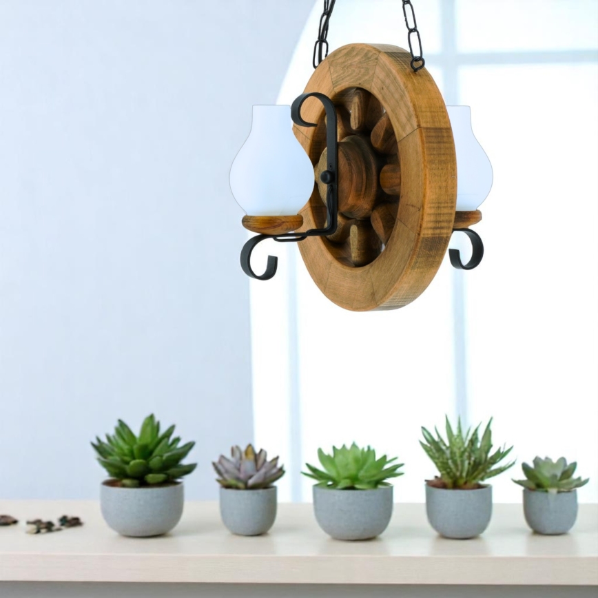 Hanglamp aan een ketting ROATA 2xE14/40W/230V beuken - FSC gecertificeerd
