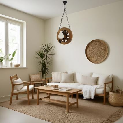 Hanglamp aan een ketting ROATA 2xE14/40W/230V beuken