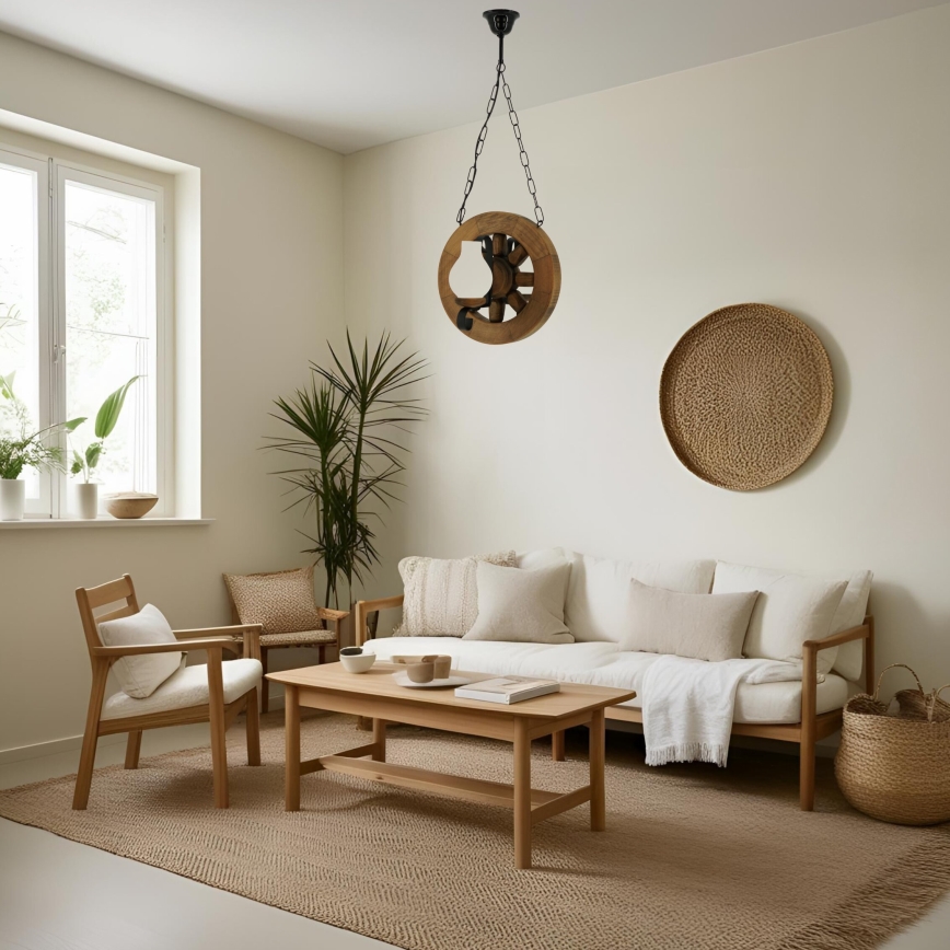 Hanglamp aan een ketting ROATA 2xE14/40W/230V beuken