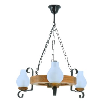 Hanglamp aan een ketting ROATA 3xE14/40W/230V beuken - FSC gecertificeerd