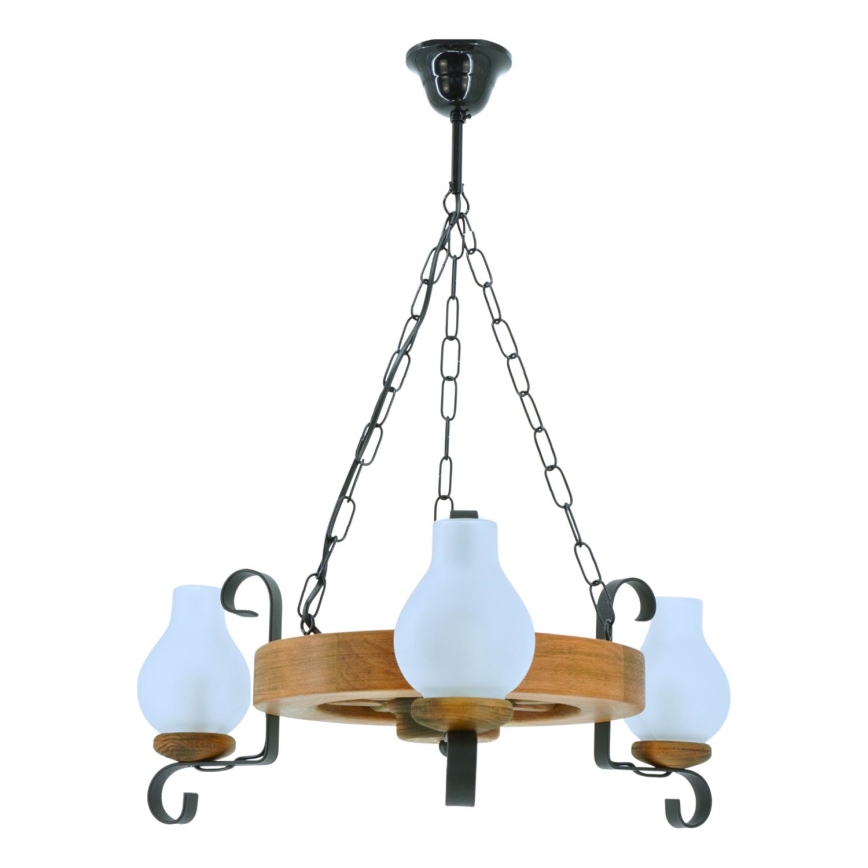 Hanglamp aan een ketting ROATA 3xE14/40W/230V beuken