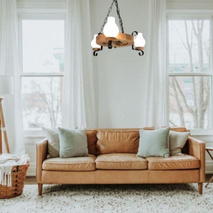 Hanglamp aan een ketting ROATA 3xE14/40W/230V beuken