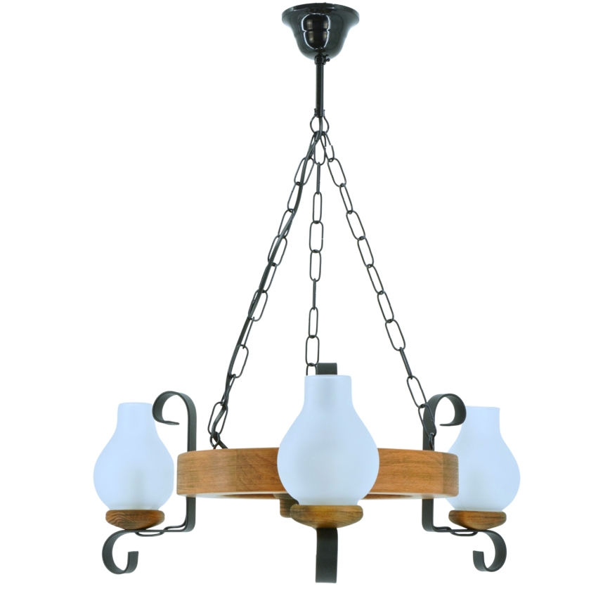 Hanglamp aan een ketting ROATA 3xE14/40W/230V beuken