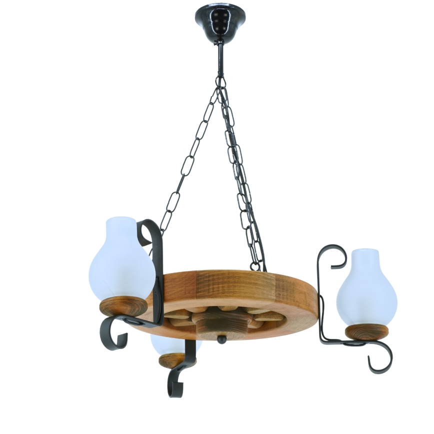 Hanglamp aan een ketting ROATA 3xE14/40W/230V beuken