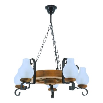 Hanglamp aan een ketting ROATA 5xE14/40W/230V diameter 30 cm beuken - FSC gecertificeerd