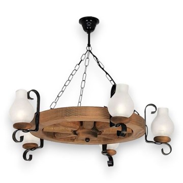 Hanglamp aan een ketting ROATA 5xE14/40W/230V diameter 70 cm beuken - FSC gecertificeerd