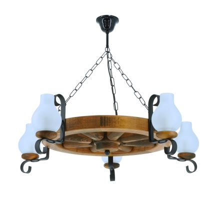 Hanglamp aan een ketting ROATA 5xE14/40W/230V diameter 70 cm beuken - FSC gecertificeerd