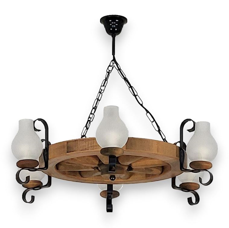 Hanglamp aan een ketting ROATA 6xE14/40W/230V diameter 70 cm beuken - FSC gecertificeerd