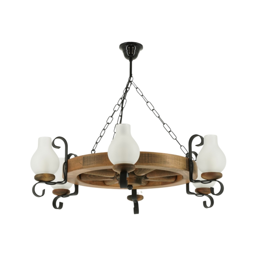 Hanglamp aan een ketting ROATA 6xE14/40W/230V diameter 70 cm beuken - FSC gecertificeerd