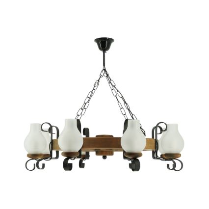 Hanglamp aan een ketting ROATA 8xE14/40W/230V diameter 70 cm beuken - FSC gecertificeerd