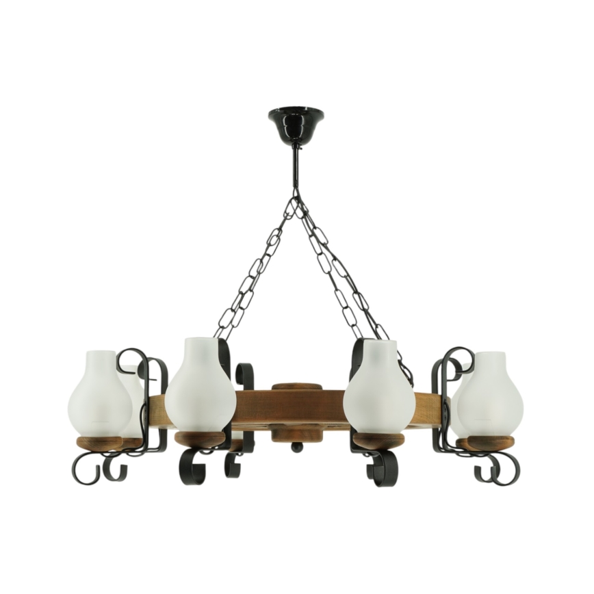 Hanglamp aan een ketting ROATA 8xE14/40W/230V diameter 70 cm beuken - FSC gecertificeerd