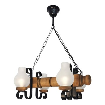 Hanglamp aan een ketting RUSTIC 4xE14/40W/230V beuken - FSC gecertificeerd