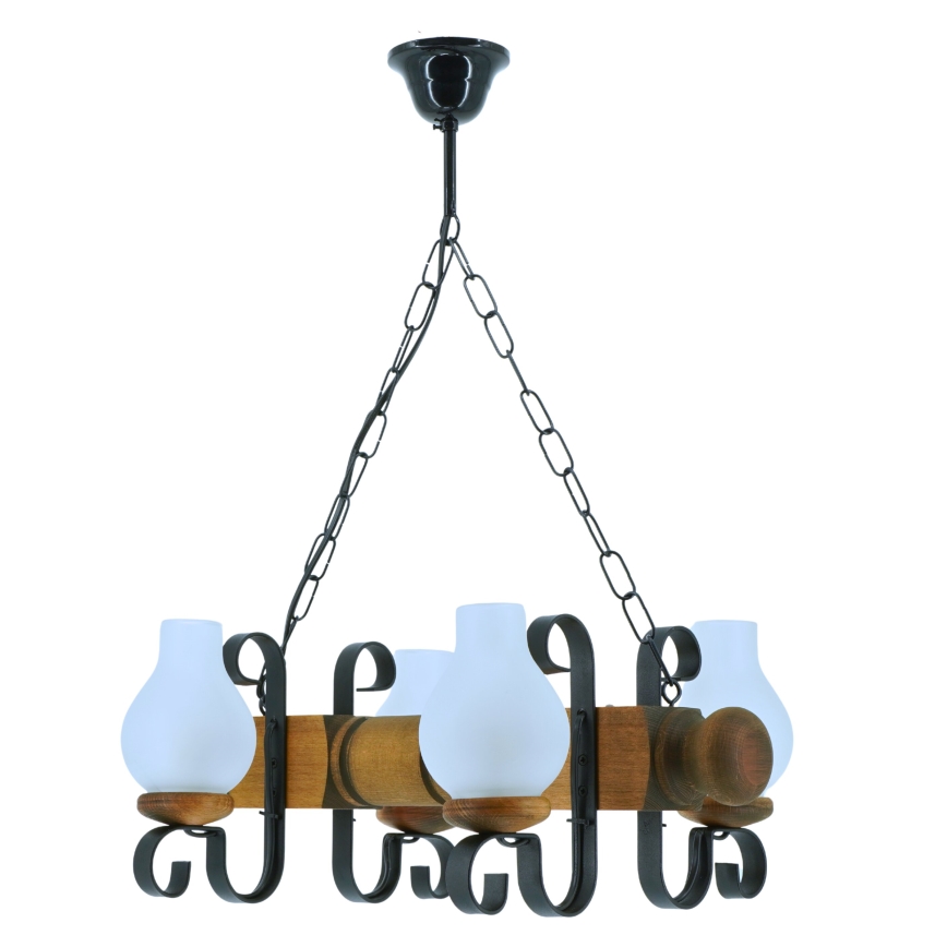 Hanglamp aan een ketting RUSTIC 4xE14/40W/230V beuken - FSC gecertificeerd