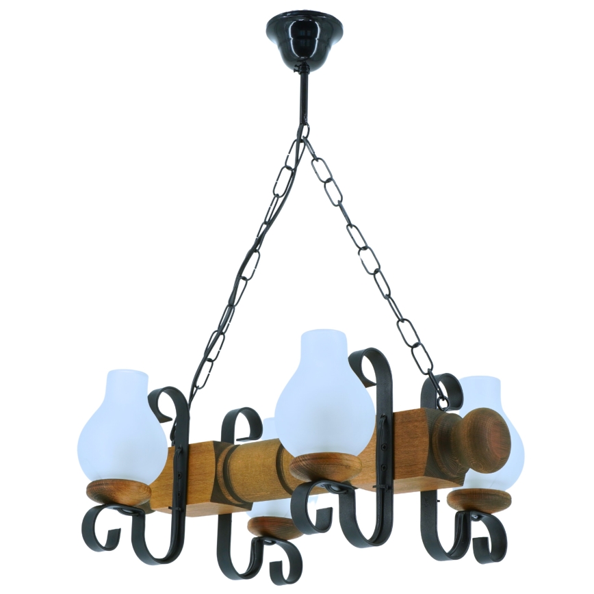 Hanglamp aan een ketting RUSTIC 4xE14/40W/230V beuken - FSC gecertificeerd
