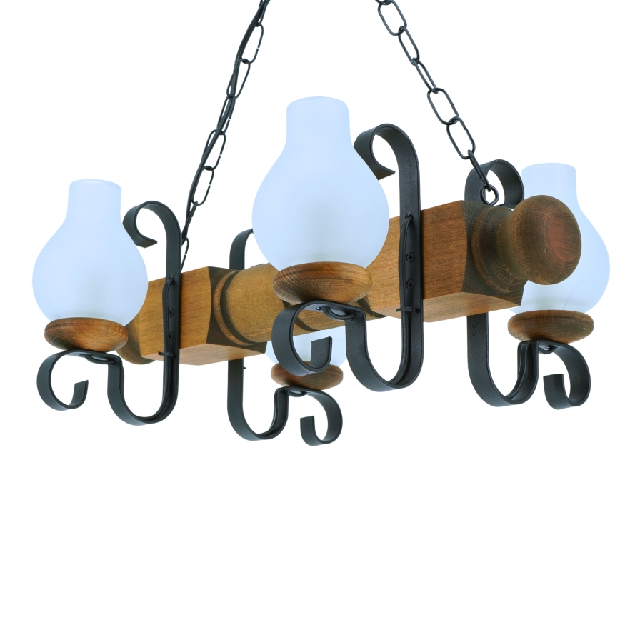 Hanglamp aan een ketting RUSTIC 4xE14/40W/230V beuken - FSC gecertificeerd