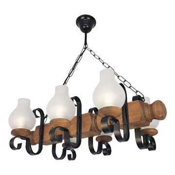 Hanglamp aan een ketting RUSTIC 6xE14/40W/230V beuken - FSC gecertificeerd