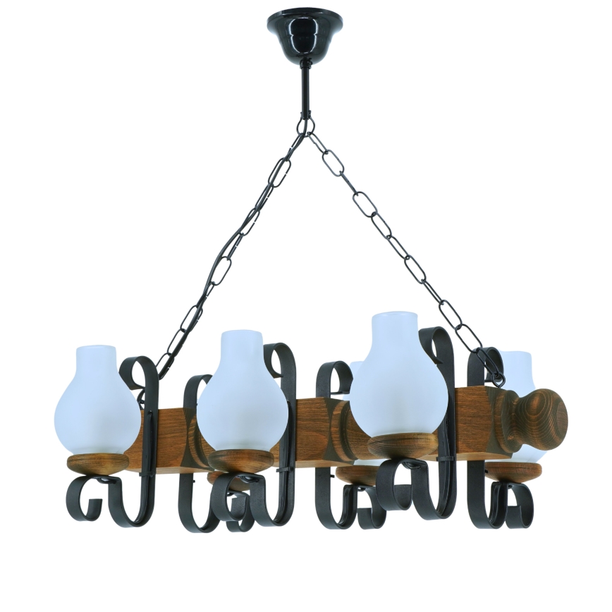 Hanglamp aan een ketting RUSTIC 6xE14/40W/230V beuken - FSC gecertificeerd