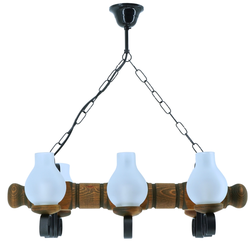 Hanglamp aan een ketting RUSTIC 6xE14/40W/230V beuken - FSC gecertificeerd