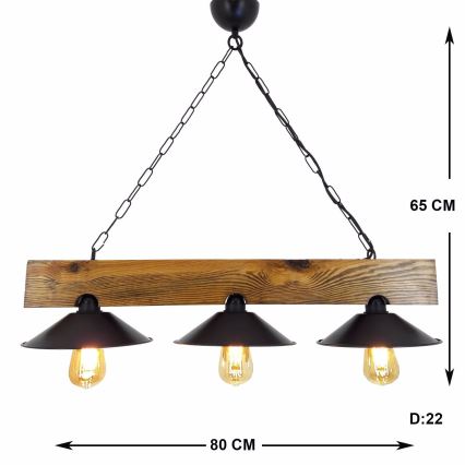 Hanglamp aan een ketting SAPKA 3xE27/60W/230V