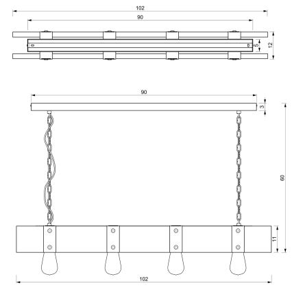 Hanglamp aan een ketting SODER 4xE27/60W/230V