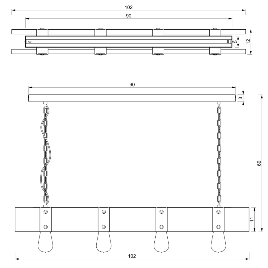 Hanglamp aan een ketting SODER 4xE27/60W/230V