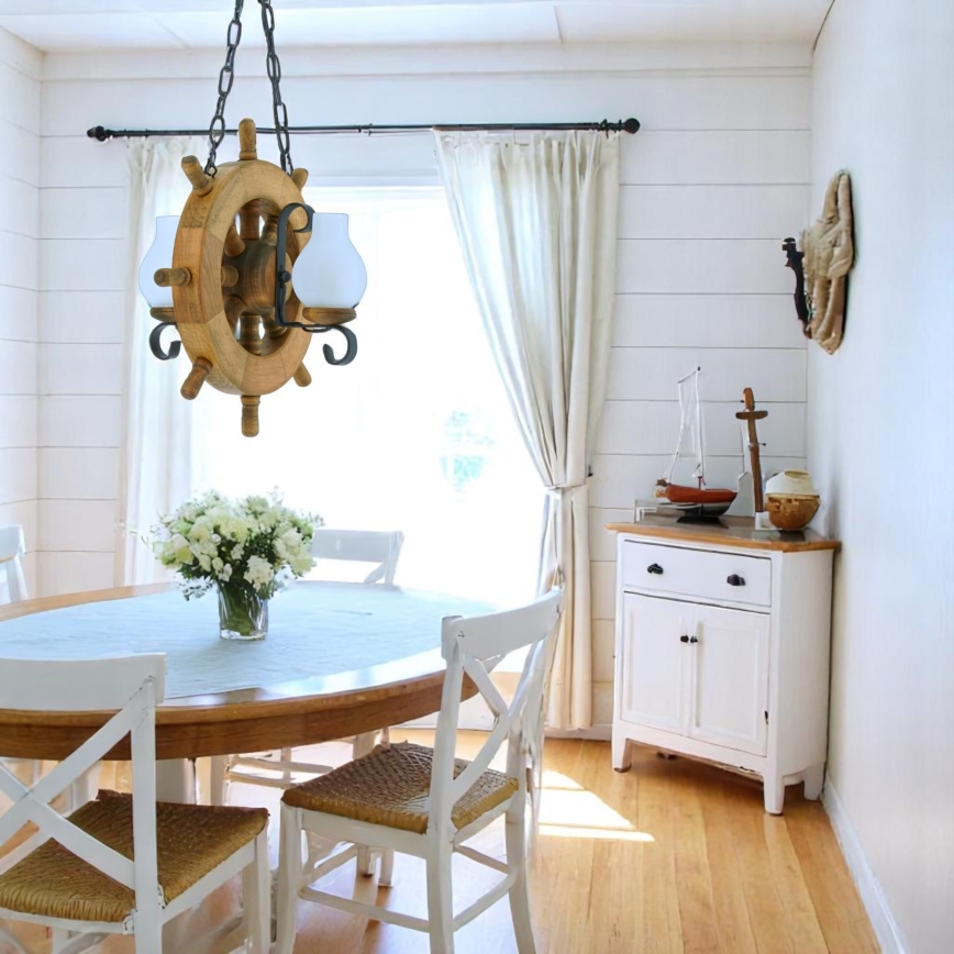 Hanglamp aan een ketting TIMONA 2xE14/40W/230V beuken - FSC gecertificeerd
