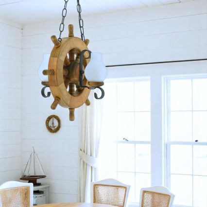 Hanglamp aan een ketting TIMONA 2xE14/40W/230V beuken - FSC gecertificeerd