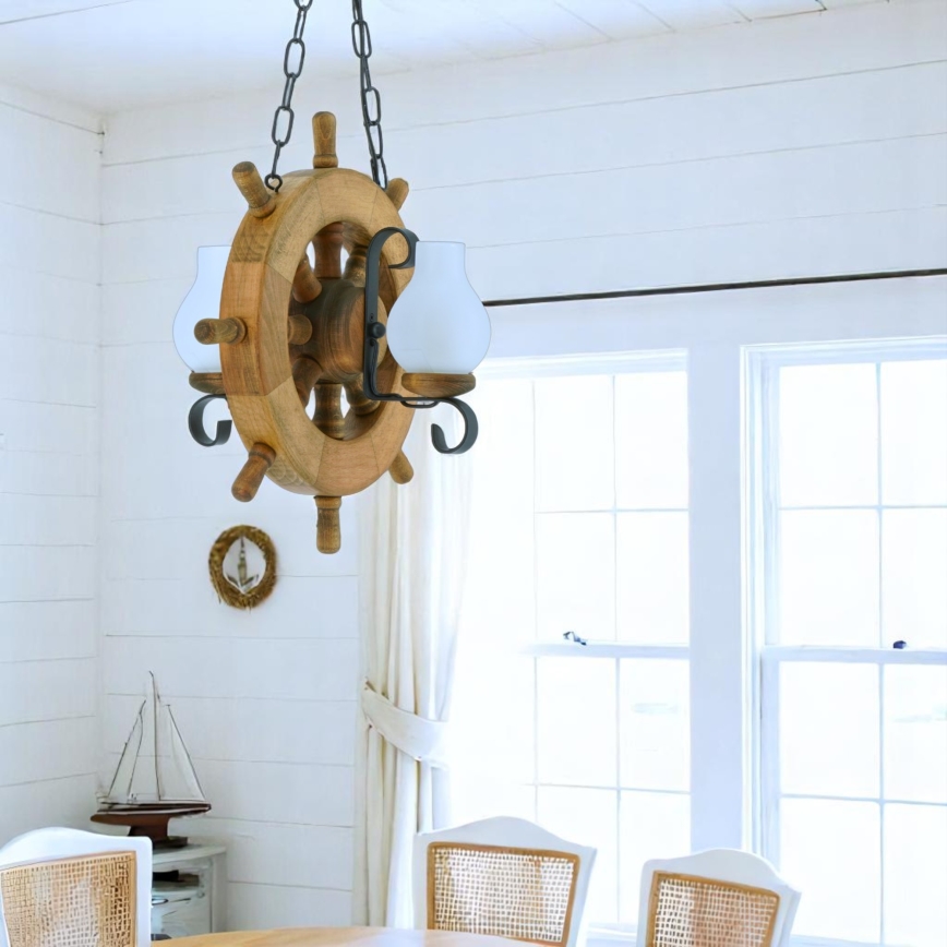 Hanglamp aan een ketting TIMONA 2xE14/40W/230V beuken - FSC gecertificeerd