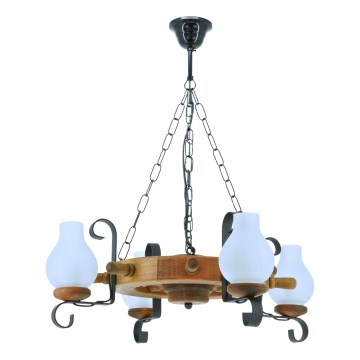 Hanglamp aan een ketting TIMONA 4xE14/40W/230V beuken - FSC gecertificeerd