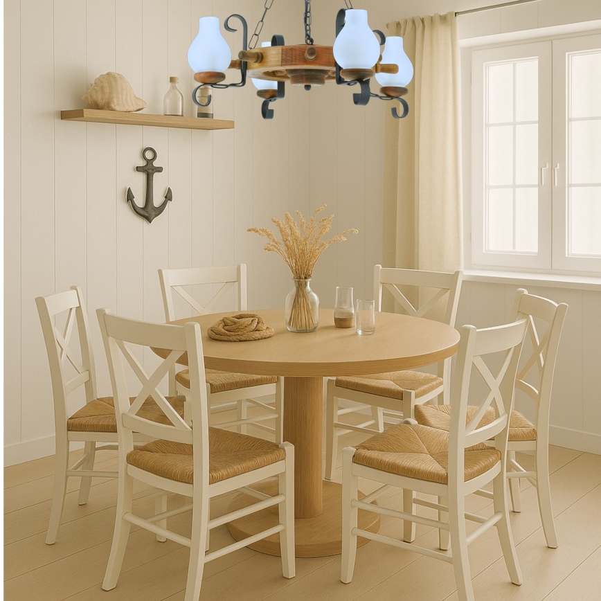 Hanglamp aan een ketting TIMONA 4xE14/40W/230V beuken - FSC gecertificeerd