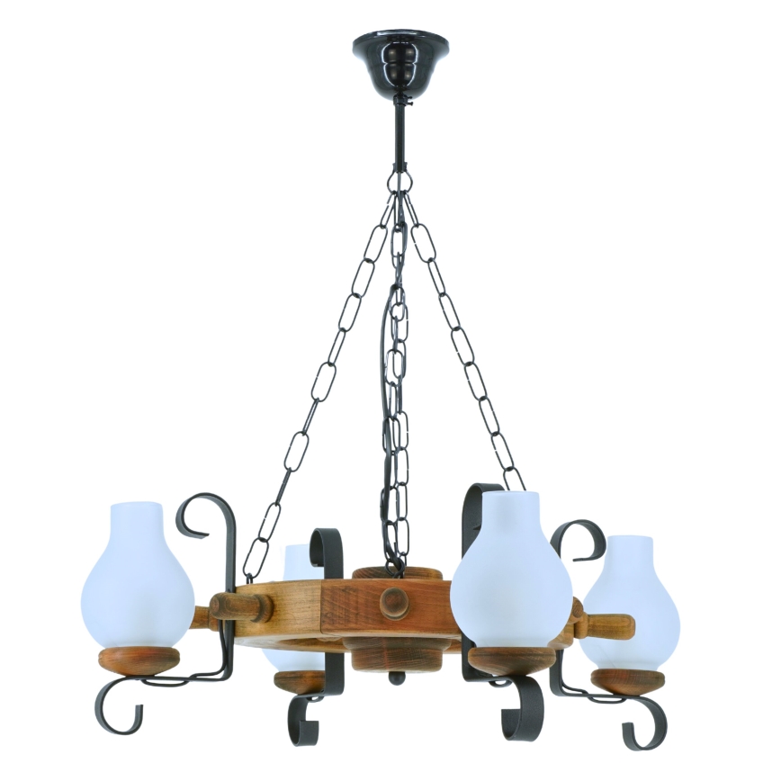 Hanglamp aan een ketting TIMONA 4xE14/40W/230V beuken - FSC gecertificeerd