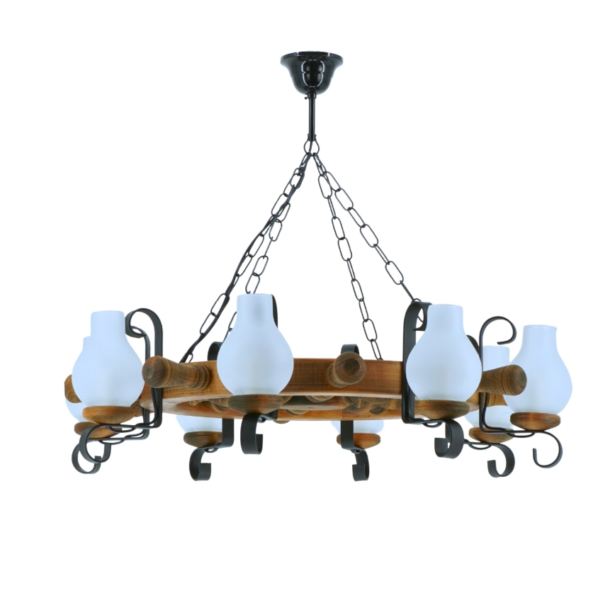 Hanglamp aan een ketting TIMONA 8xE14/40W/230V beuken - FSC gecertificeerd