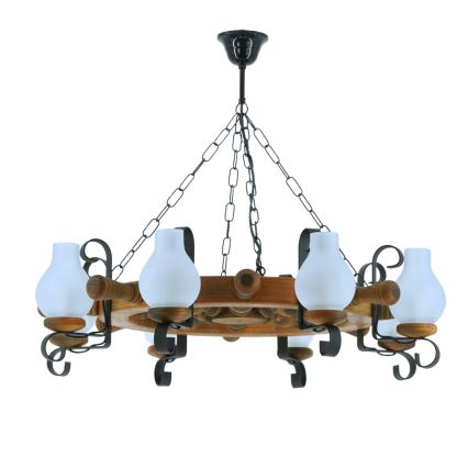 Hanglamp aan een ketting TIMONA 8xE14/40W/230V beuken - FSC gecertificeerd