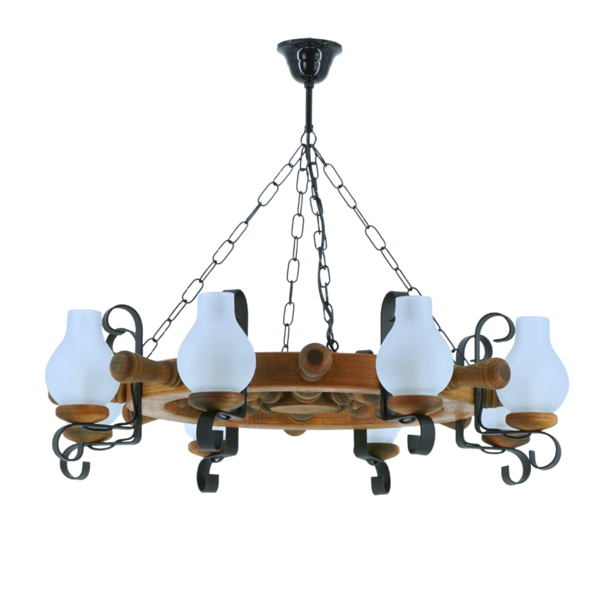 Hanglamp aan een ketting TIMONA 8xE14/40W/230V beuken - FSC gecertificeerd