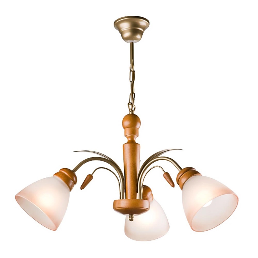 Hanglamp aan een ketting TULIPAN 3xE27/60W/230V beuken
