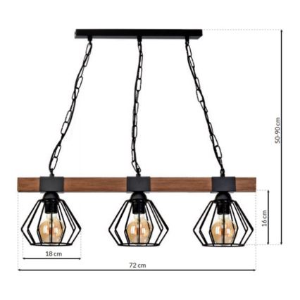 Hanglamp aan een ketting ULF 3xE27/60W/230V