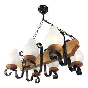 Hanglamp aan een ketting VELA 6xE14/40W/230V beuken - FSC gecertificeerd