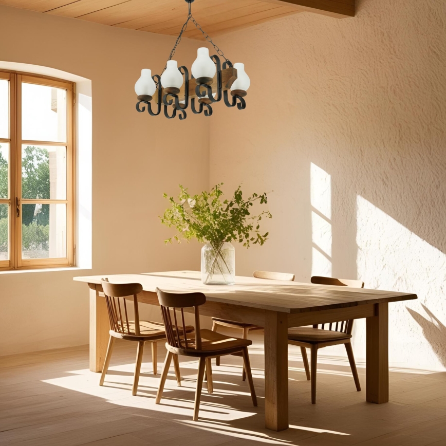 Hanglamp aan een ketting VELA 6xE14/40W/230V beuken - FSC gecertificeerd