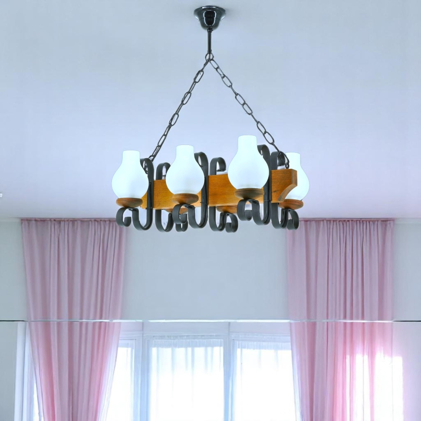 Hanglamp aan een ketting VELA 6xE14/40W/230V beuken - FSC gecertificeerd