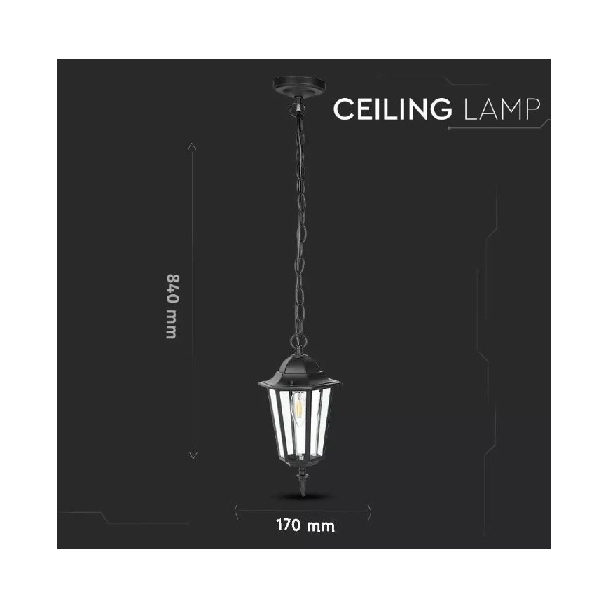 Hanglamp aan een ketting voor Buiten 1xE27/40W/230V IP44 zwart